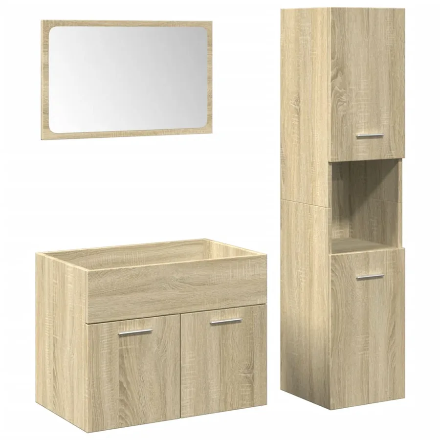 Ensemble de meubles de salle de bain 3 pcs chêne sonoma - 2