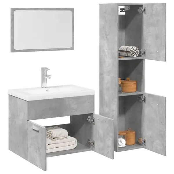 Ensemble de meubles de salle de bain 4 pcs gris béton