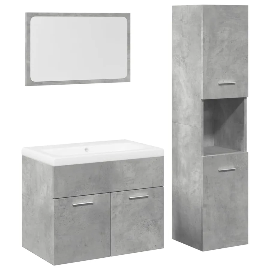 Ensemble de meubles de salle de bain 4 pcs gris béton - 2