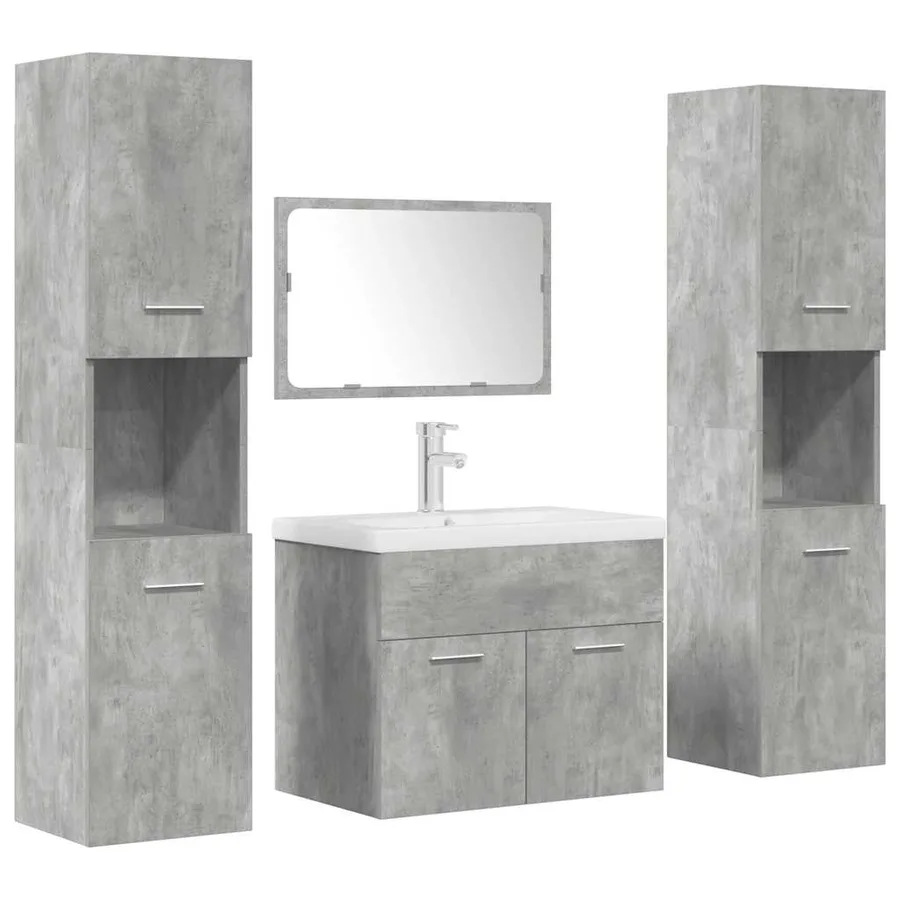 Ensemble de meubles de salle de bain 5 pcs gris béton - 2
