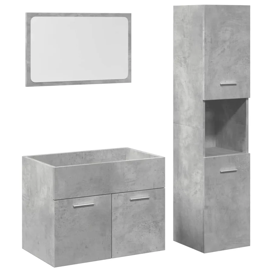 Ensemble de meubles de salle de bain 3 pcs gris béton - 2