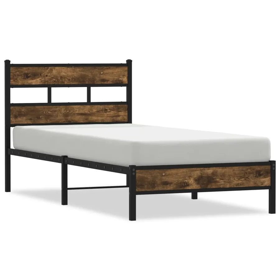 Cadre de lit sans matelas avec tête de lit chêne fumé 75x190 cm - 2