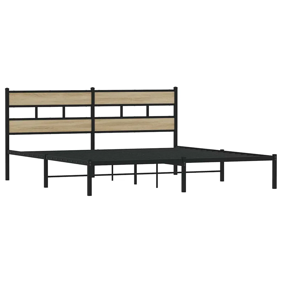 Cadre de lit en métal sans matelas chêne sonoma 180x200 cm - 3