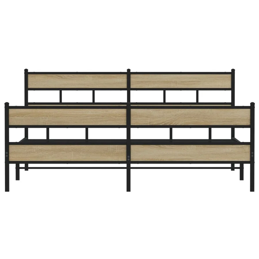 Cadre de lit en métal sans matelas chêne sonoma 200x200 cm - 4