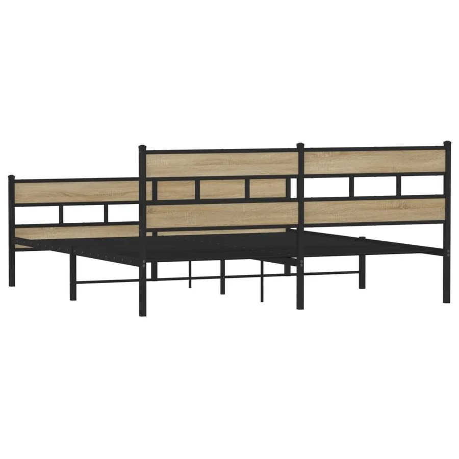 Cadre de lit en métal sans matelas chêne sonoma 200x200 cm - 6