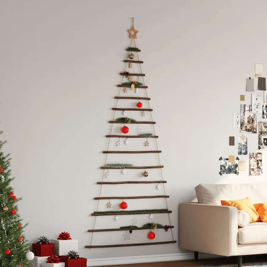 Sapin de Noël suspendu avec étoile supérieure 100 x 210 cm Branche naturelle - 3
