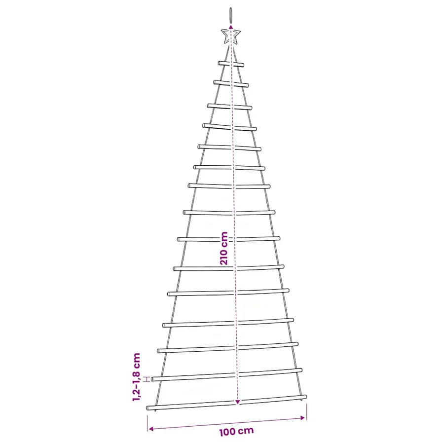 Sapin de Noël suspendu avec étoile supérieure 100 x 210 cm Branche naturelle - 8
