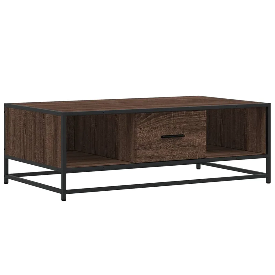 Table basse chêne marron 100x57x35cm bois d'ingénierie et métal - 2