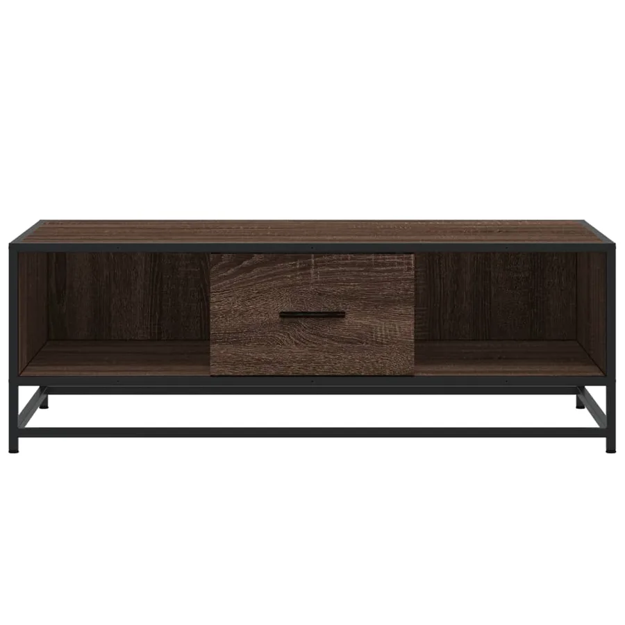 Table basse chêne marron 100x57x35cm bois d'ingénierie et métal - 5