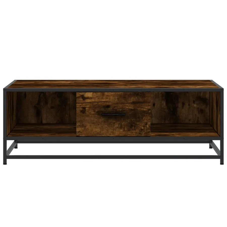 Table basse chêne fumé 100x57x35 cm bois d'ingénierie et métal - 5