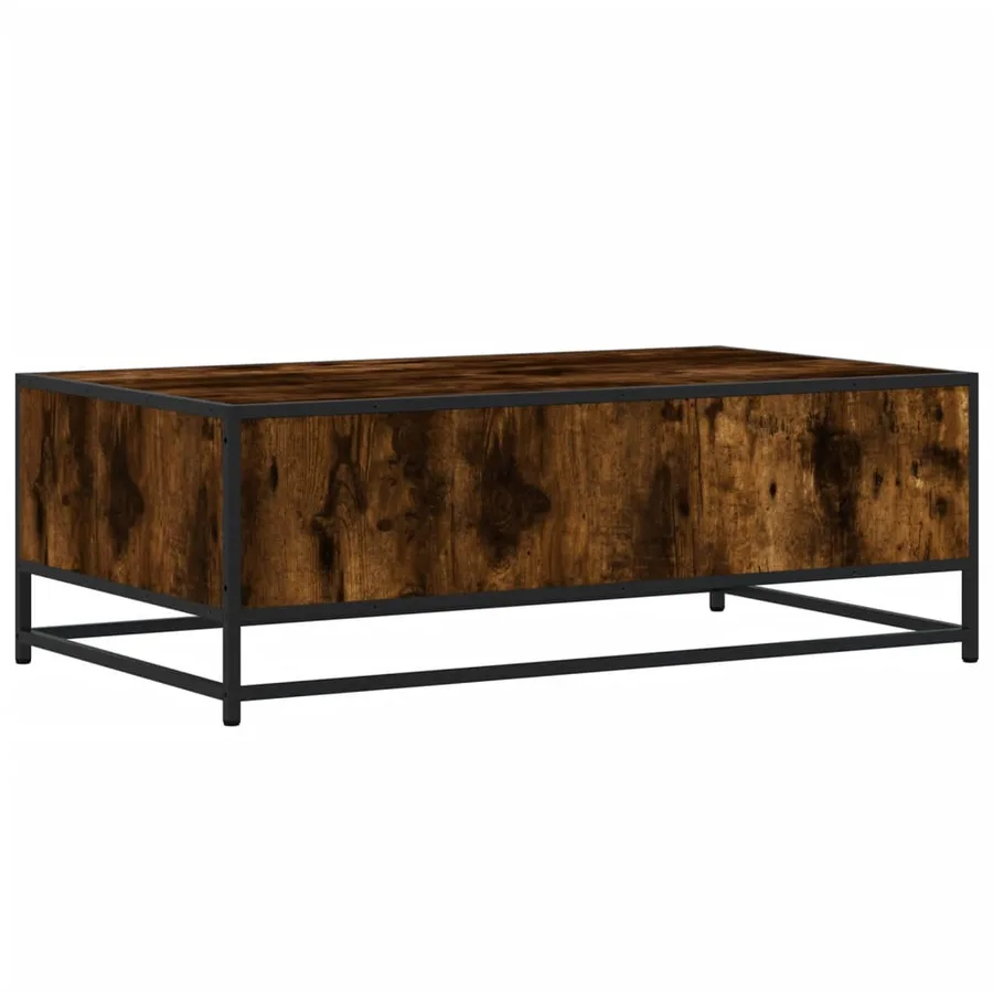 Table basse chêne fumé 100x57x35 cm bois d'ingénierie et métal - 7