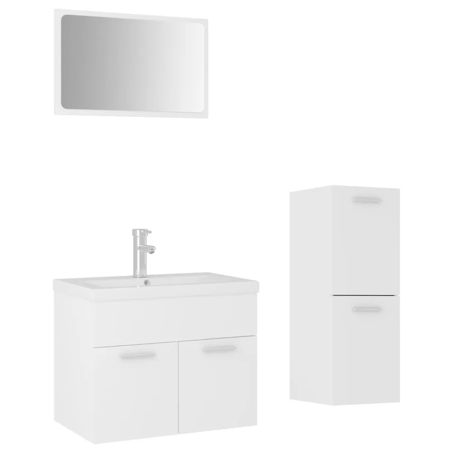 Ensemble de meubles de salle de bain Blanc Aggloméré - 2