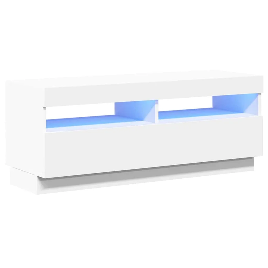 Meuble TV avec lumières LED Blanc 100x35x40 cm - 2