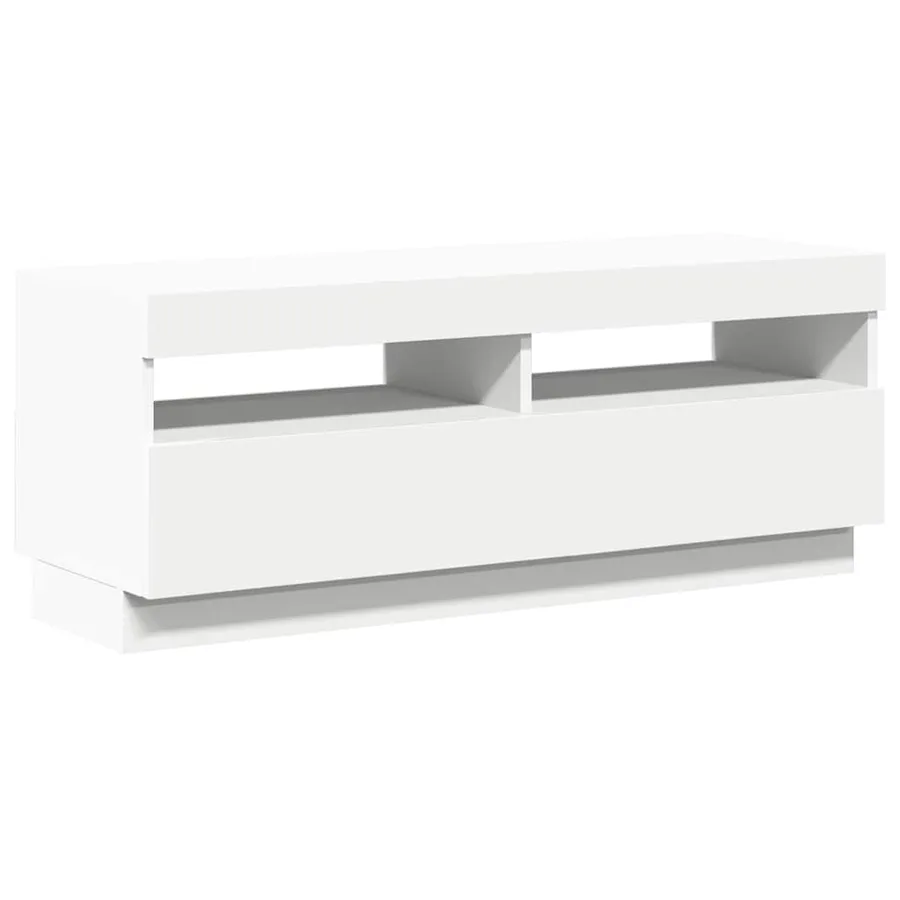 Meuble TV avec lumières LED Blanc 100x35x40 cm - 7