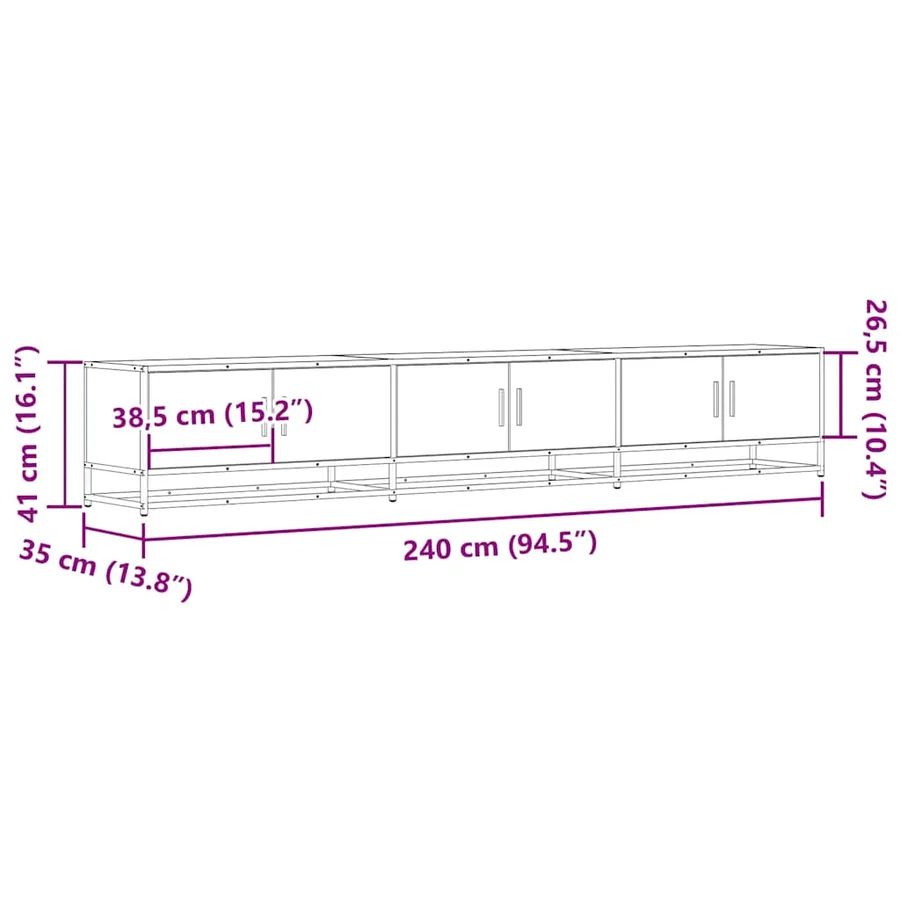 Meuble TV chêne fumé 240x35x41 cm bois d'ingénierie - 10
