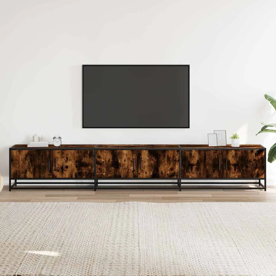 Meuble TV chêne fumé 240x35x41 cm bois d'ingénierie - 3