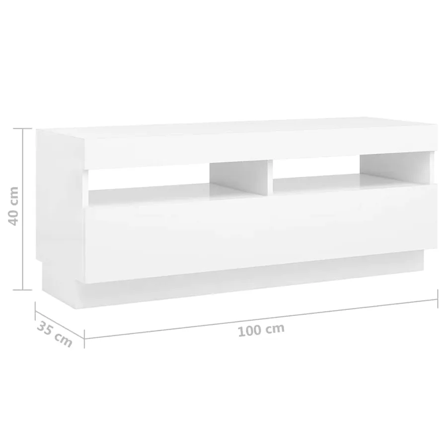 Meuble TV avec lumières LED Blanc 300x35x40 cm - 13