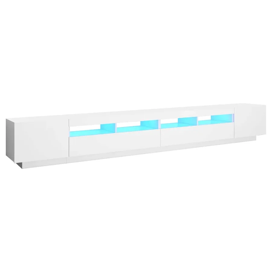 Meuble TV avec lumières LED Blanc 300x35x40 cm - 2