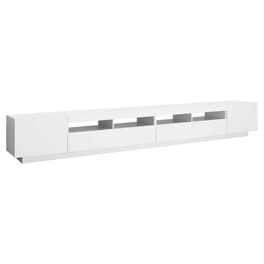 Meuble TV avec lumières LED Blanc 300x35x40 cm - 7