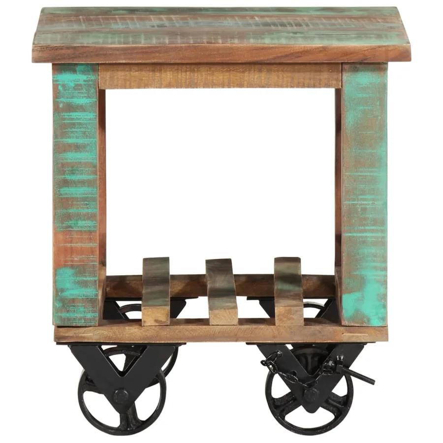 Table d'appoint avec roulettes 40x40x42 cm Bois de récupération - 2