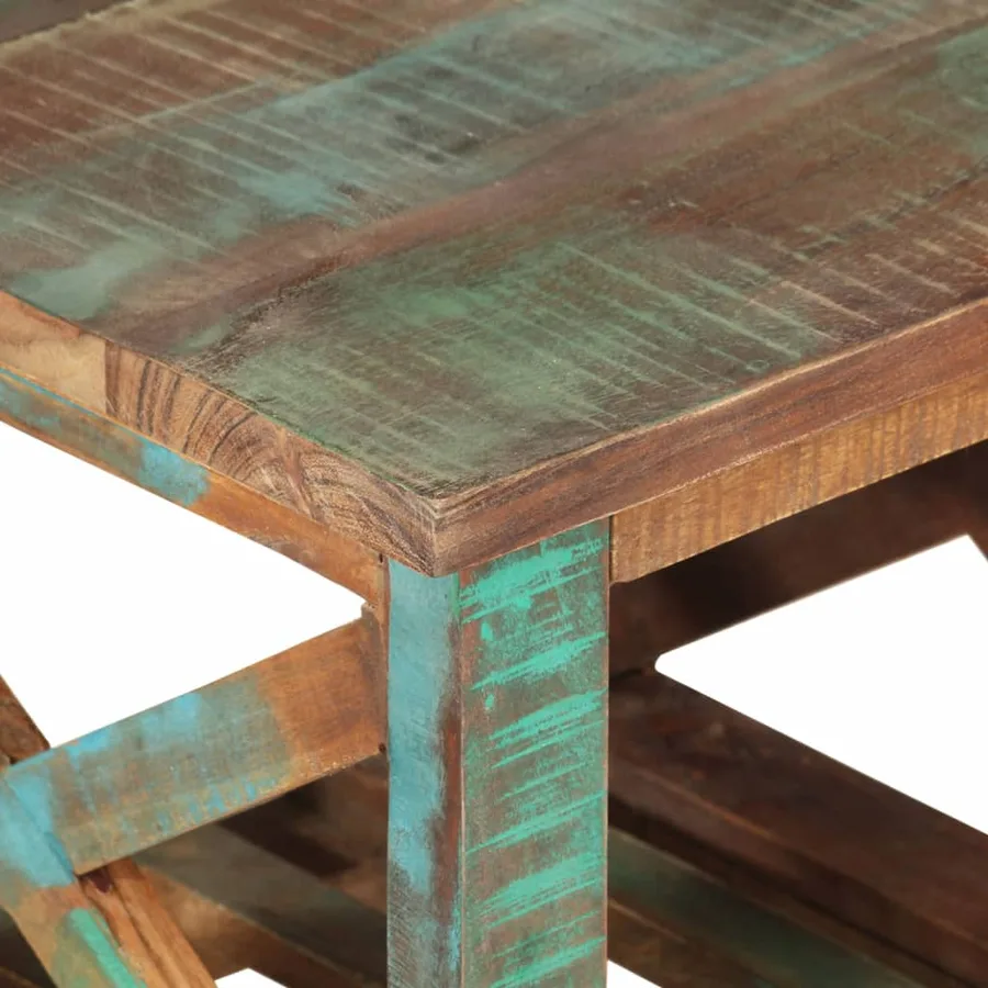 Table d'appoint avec roulettes 40x40x42 cm Bois de récupération - 3