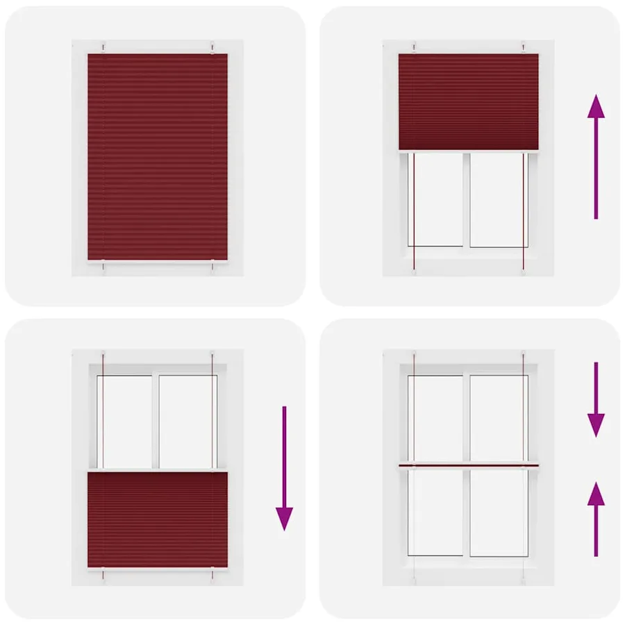 Store plissé rouge bordeaux 100x150 cm largeur du tissu 99,4 cm - 5