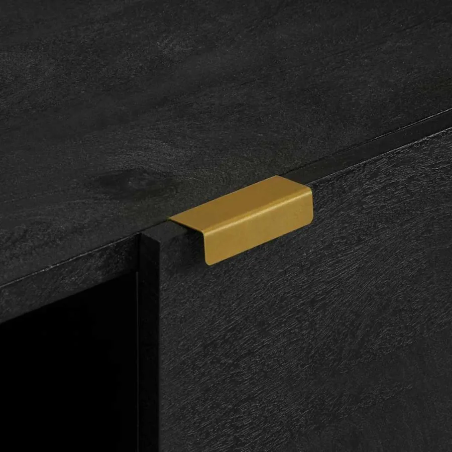 Buffet noir 80x33x75 cm bois d'ingénierie - 8