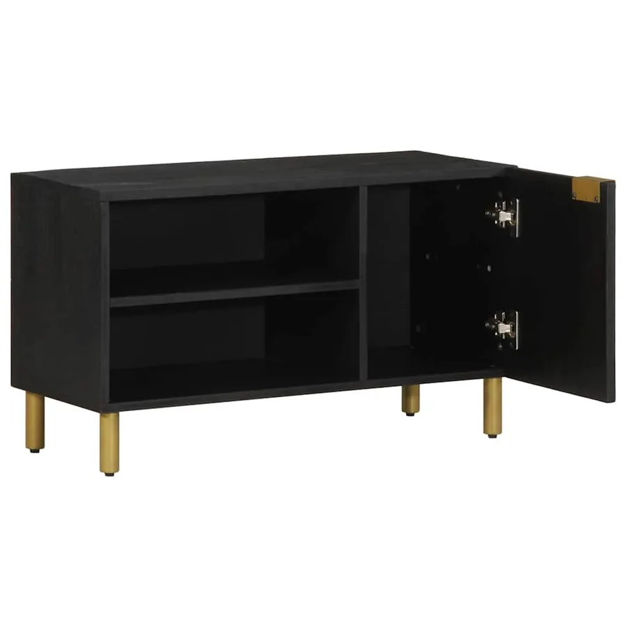 Meuble TV noir 80x33x46 cm bois d'ingénierie - 2