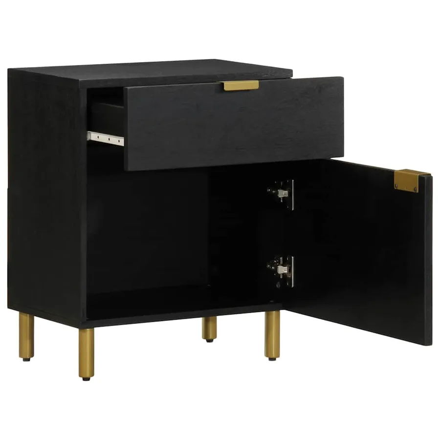 Table de chevet noir 50x33x60 cm bois d'ingénierie - 2