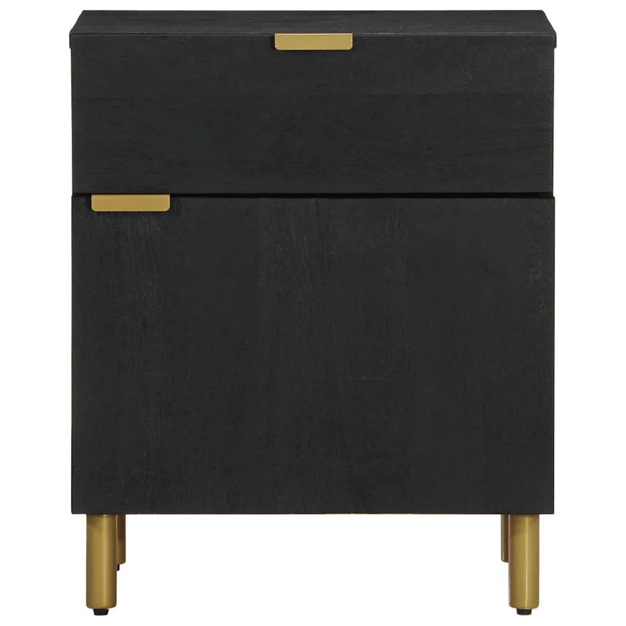 Table de chevet noir 50x33x60 cm bois d'ingénierie - 3