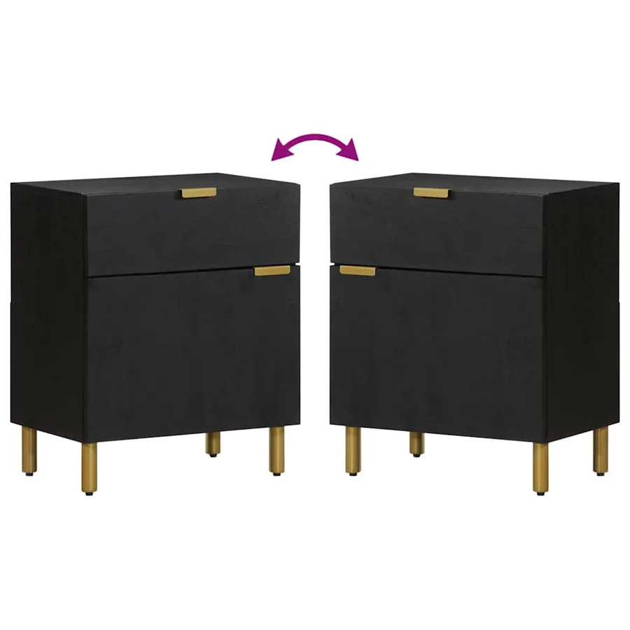 Table de chevet noir 50x33x60 cm bois d'ingénierie - 6