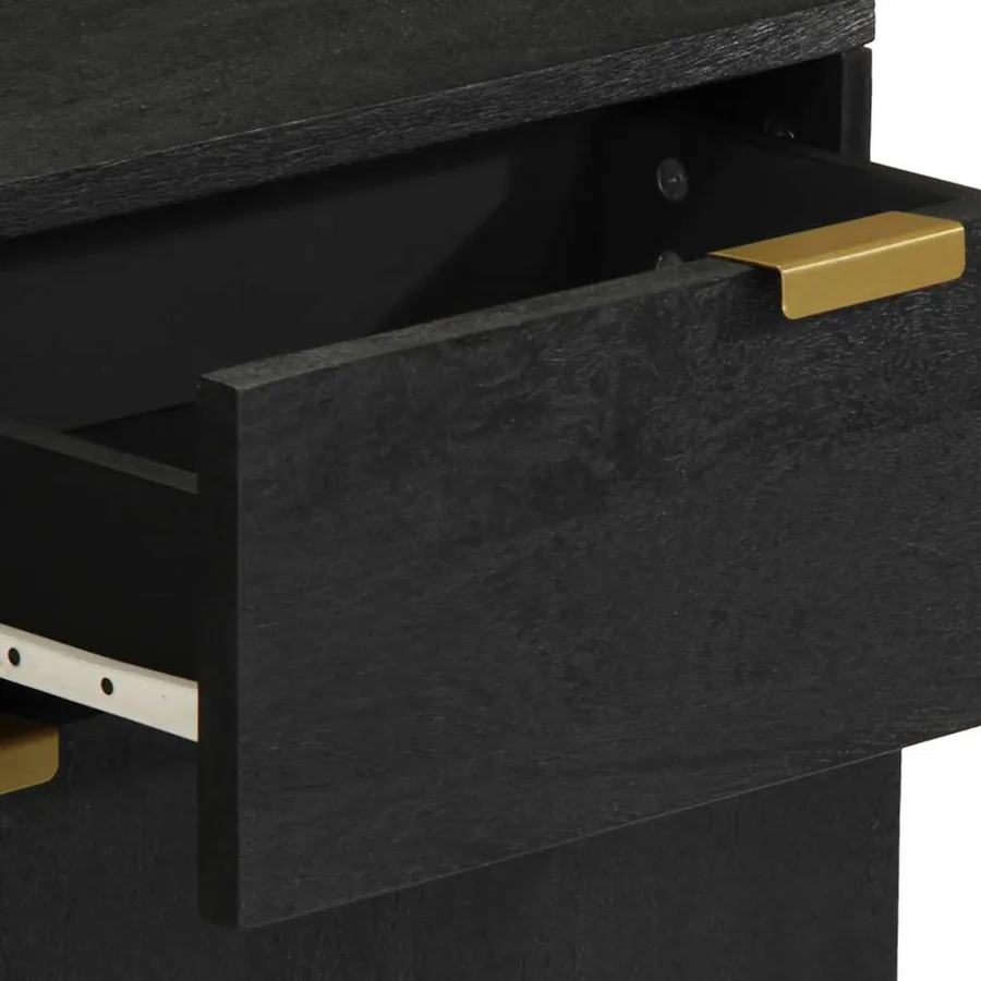 Table de chevet noir 50x33x60 cm bois d'ingénierie - 8