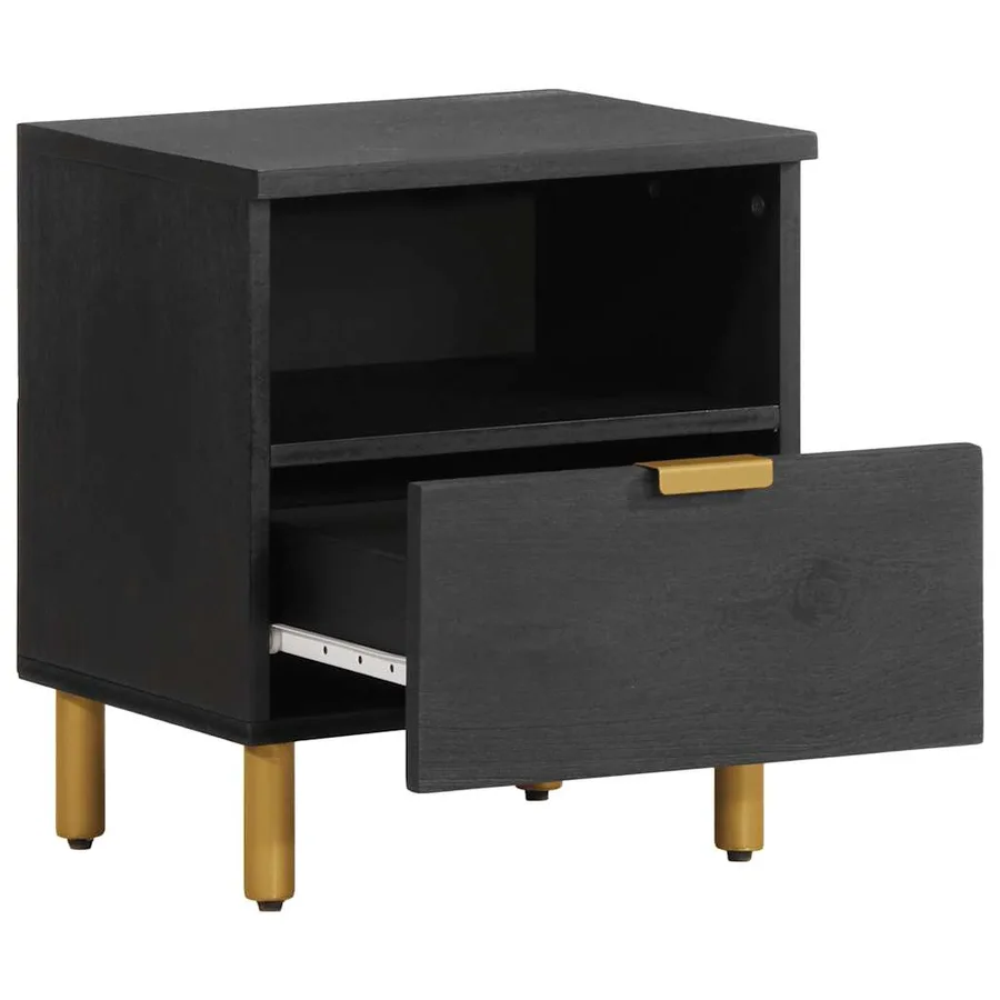 Table de chevet noir 40x33x46 cm bois d'ingénierie - 2