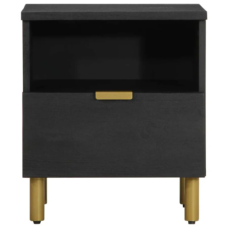 Table de chevet noir 40x33x46 cm bois d'ingénierie - 3