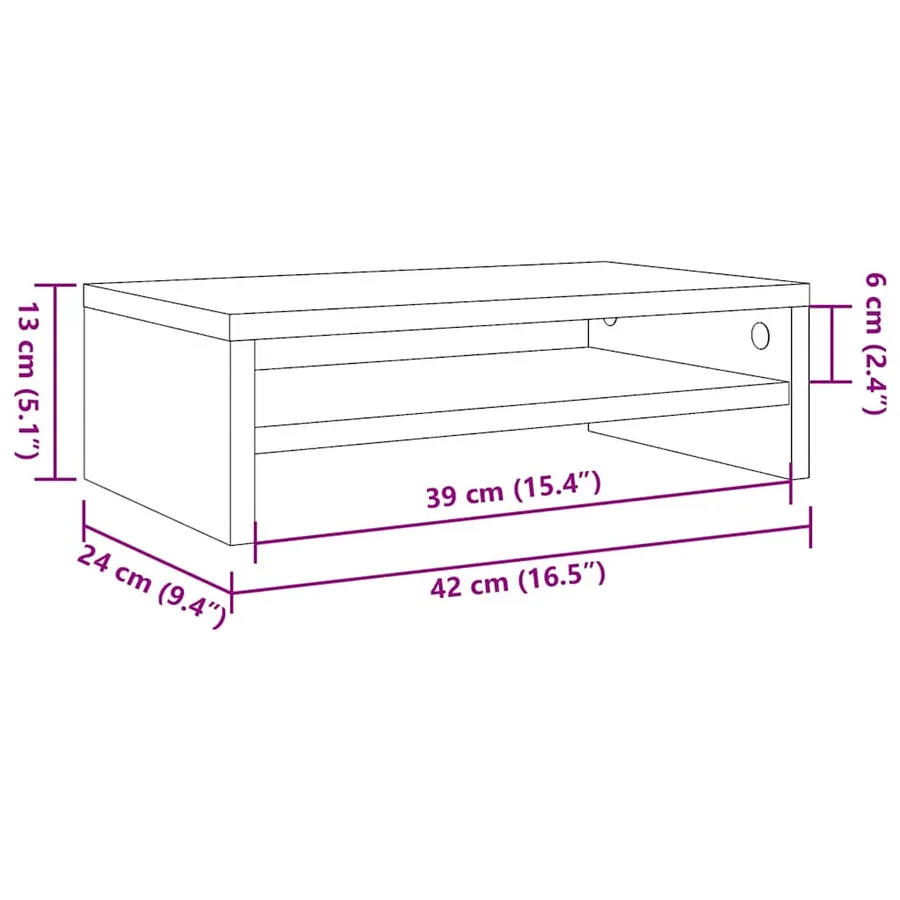 Support de moniteur Chêne sonoma 42x24x13 cm Bois d’ingénierie - 7