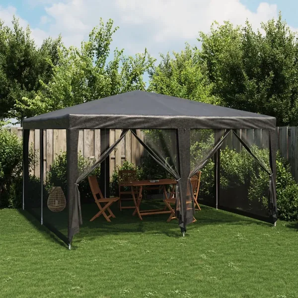 Tente de fête avec 8 parois latérales en maille anthracite 4x4m