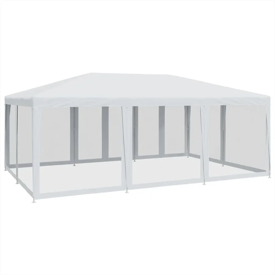 Tente de fête avec 10parois latérales en maille blanc 6x4m PEHD - 5