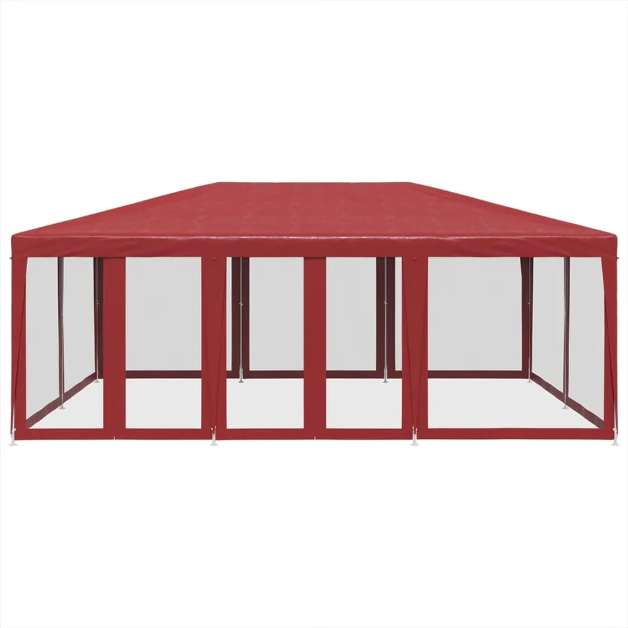 Tente de fête avec 10 parois latérales maille rouge 6x4 m PEHD - 3