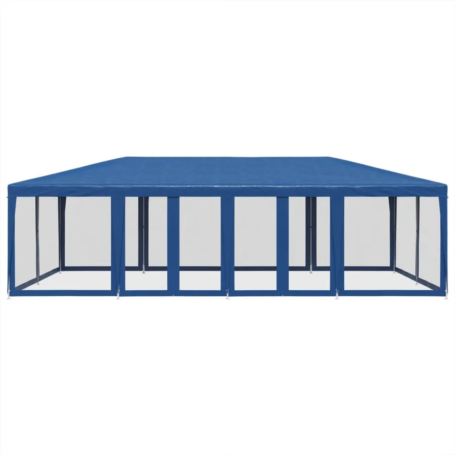 Tente de fête avec 12 parois latérales en maille bleu 8x4m PEHD - 3