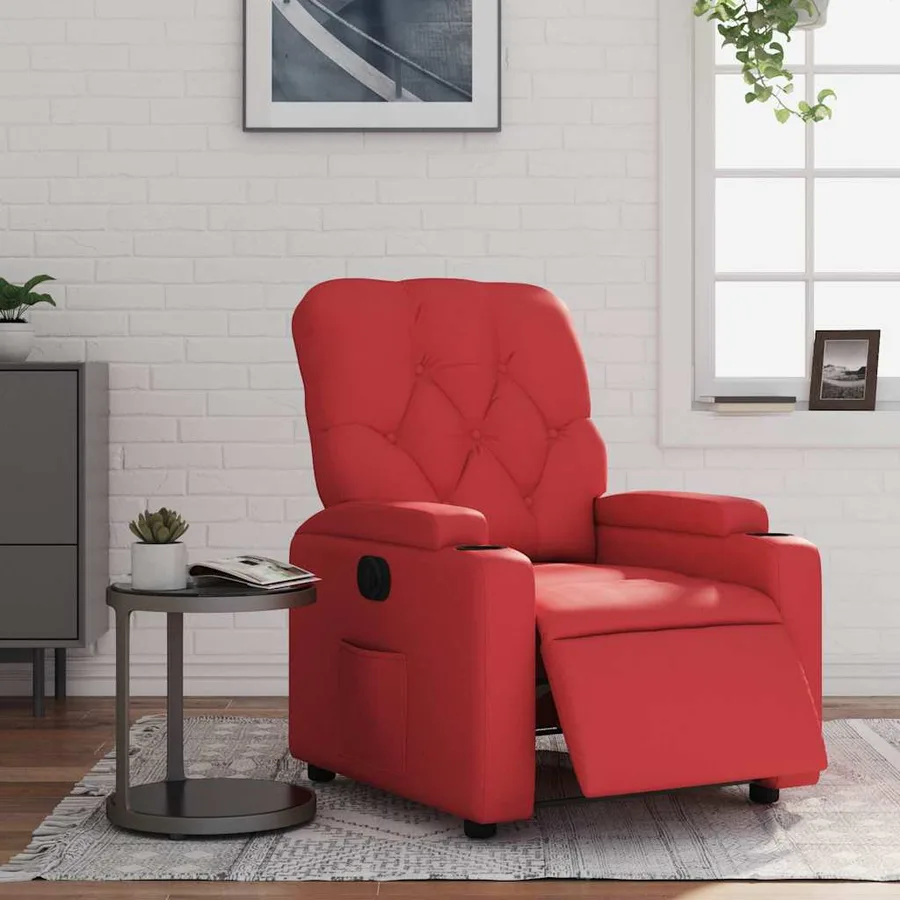 Fauteuil inclinable électrique Rouge Similicuir - 15