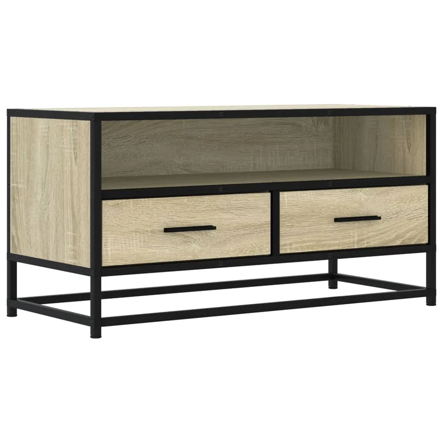 Meuble TV chêne sonoma 80x34,5x40 cm bois d'ingénierie et métal - 2