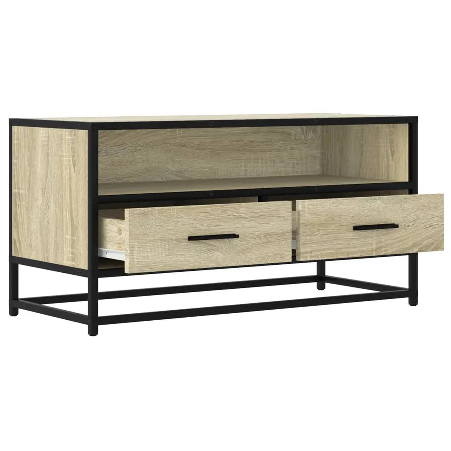 Meuble TV chêne sonoma 80x34,5x40 cm bois d'ingénierie et métal - 7