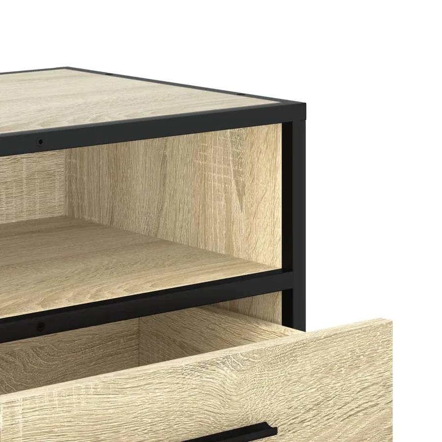 Meuble TV chêne sonoma 80x34,5x40 cm bois d'ingénierie et métal - 8