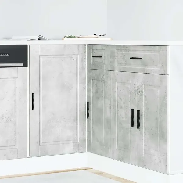 Armoire de cuisine Porto gris béton bois d'ingénierie
