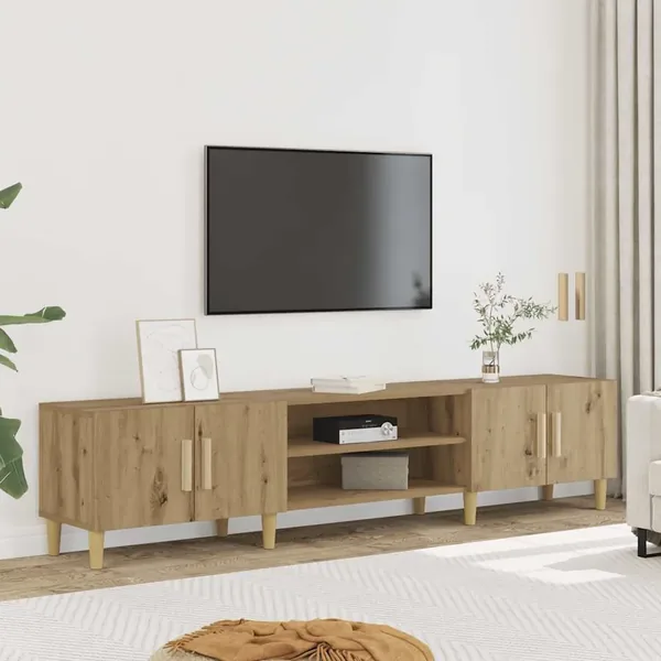 Meuble TV chêne artisanal 180x31,5x40 cm bois d'ingénierie