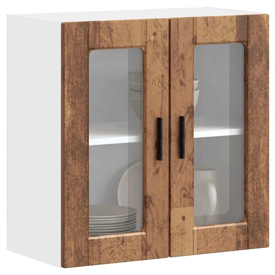 Armoire murale de cuisine avec porte en verre Porto vieux bois - 3