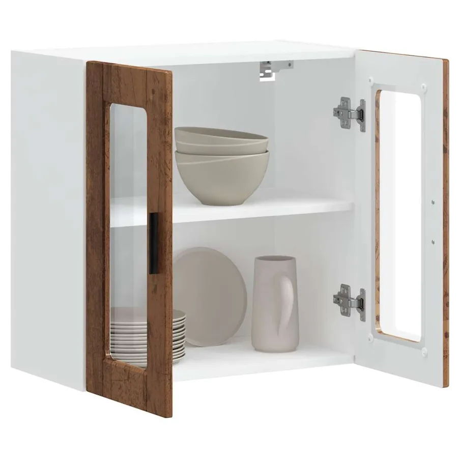 Armoire murale de cuisine avec porte en verre Porto vieux bois - 4