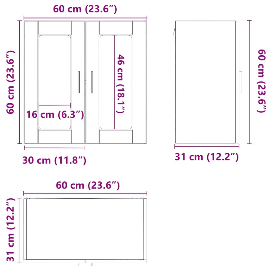 Armoire murale de cuisine avec porte en verre Porto noir - 10