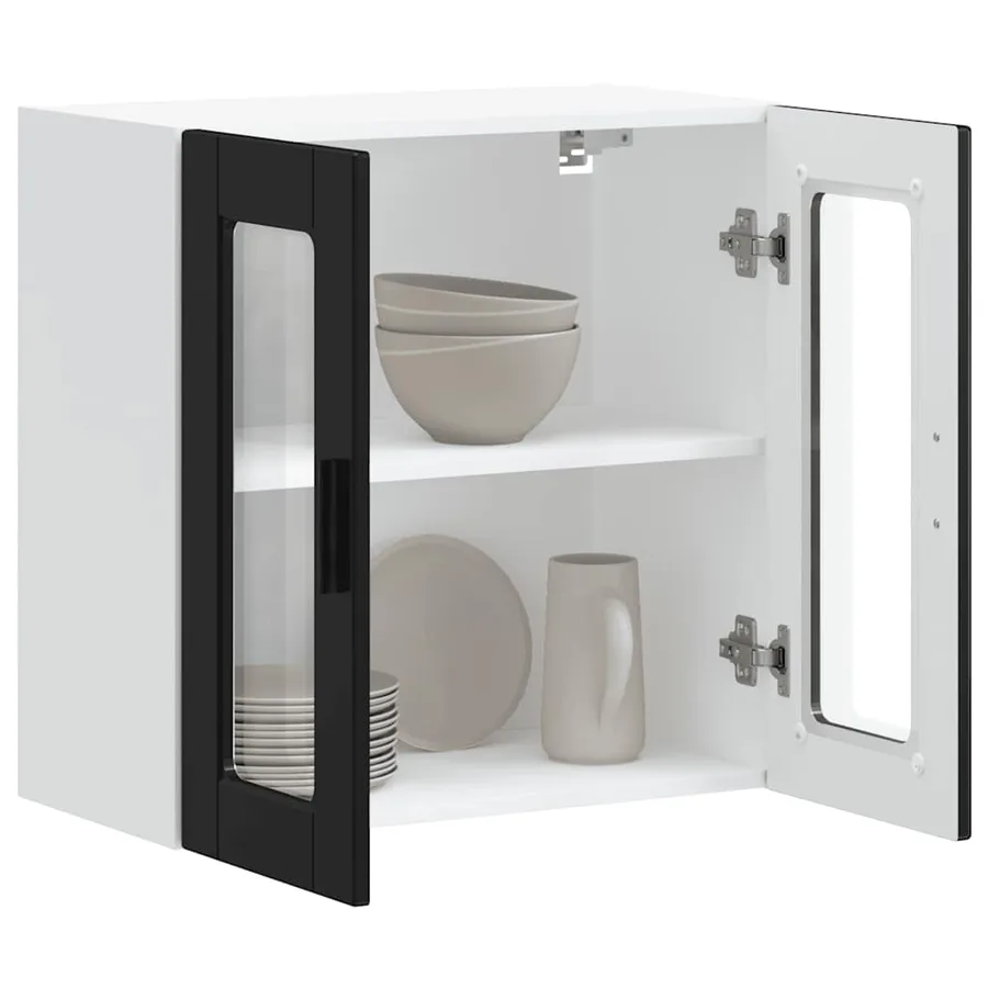 Armoire murale de cuisine avec porte en verre Porto noir - 3
