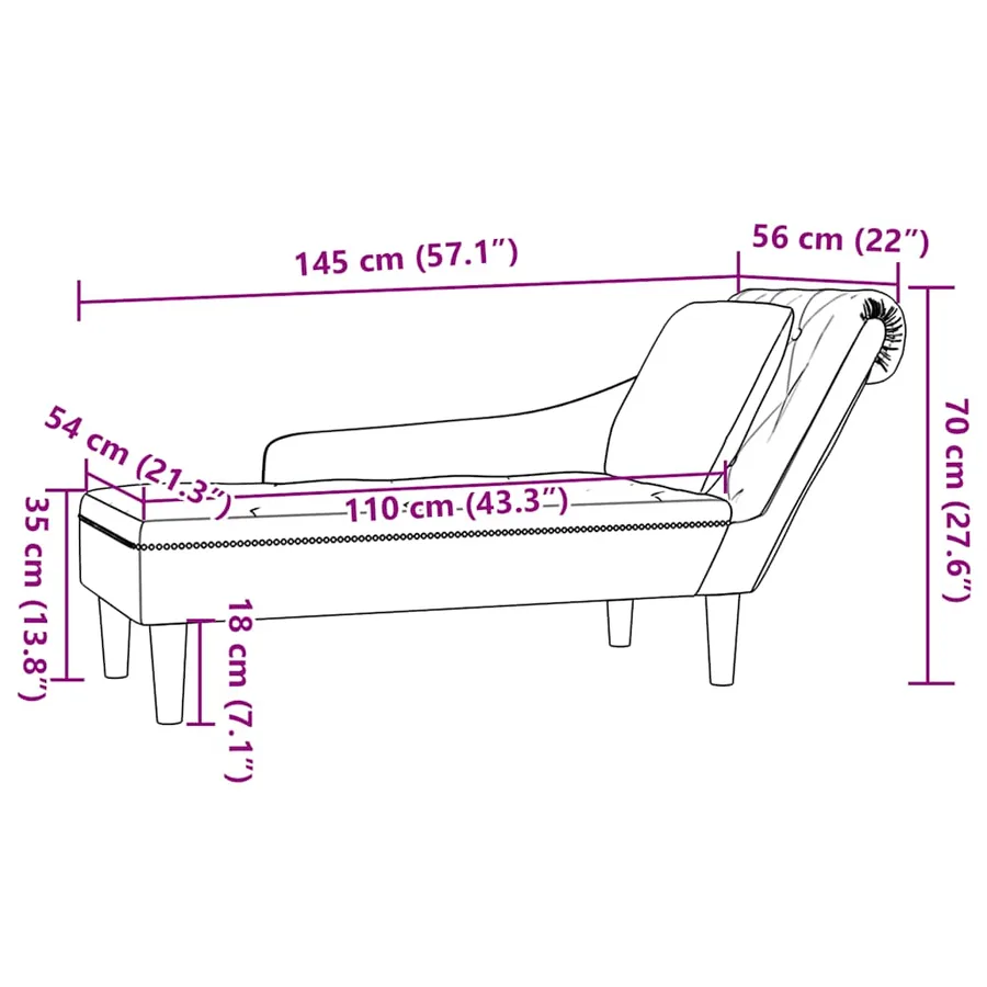 Fauteuil long avec coussin et accoudoir droit rose velours - 9